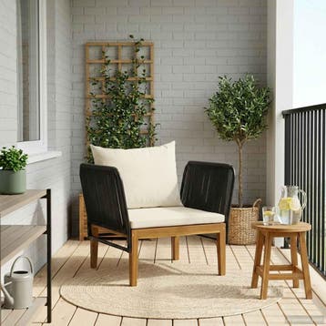 vidaXL Tuinstoel met Kussens Massief acaciahout & touw, Verzenden