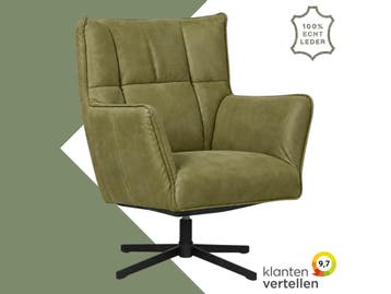 Leren draaifauteuil Lovely - Kenia Olive (olijf), Ophalen of Verzenden
