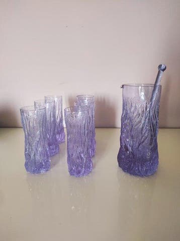 Stile tipo Geoffrey Baxter - Drinkservies voor 6 (8) - Glas, Antiek en Kunst