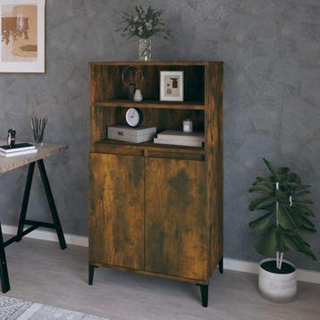 vidaXL Hoge kast 60x36x110 cm bewerkt hout gerookt, Verzenden