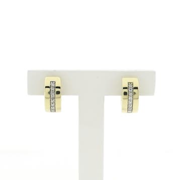 Gouden creolen met diamant; 0,32 ct. (Oorbellen), Gebruikt, Ophalen of Verzenden, Met edelsteen, Goud