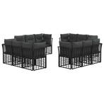 vidaXL Buiten bank set met kussen 12 pcs Zwart Polyester, Verzenden