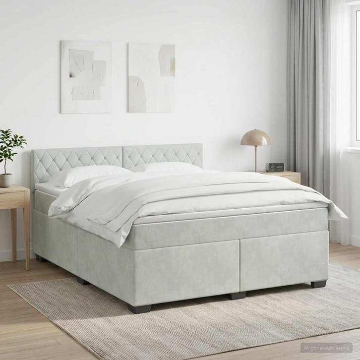 vidaXL Boxspringbed met matras Lichtgrijs 140 x 200 cm, Maison & Meubles, Chambre à coucher | Lits, Envoi