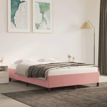 vidaXL Bedframe fluweel roze 140x200 cm, Verzenden