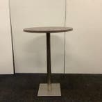 statafel rond Ø 80 cm, hoogte 114 cm, bruin eiken - RVS
