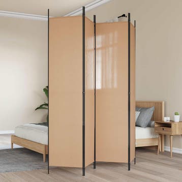vidaXL 4-Panel Room Divider Beige 200 x 220 cm Stof, Huis en Inrichting, Verzenden, Nieuw