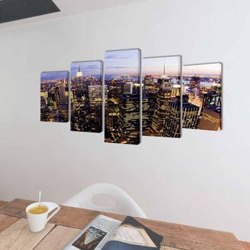 vidaXL Canvas muurdruk set Horizon New York skyline 200 x, Verzenden, Nieuw