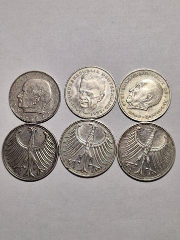 Duitsland, Bondsrepubliek Set of 6 coins, incl. silver, 2 &