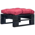 vidaXL Tuinpoef met rood kussen pallet hout zwart, Verzenden, Nieuw