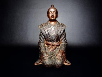 Metaal - Samurai en zijn vrouw in traditionele kimono,