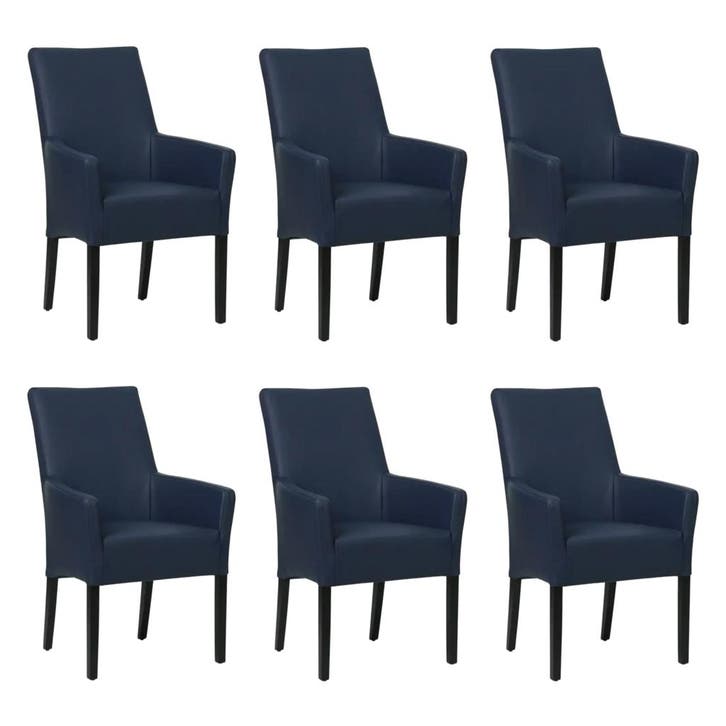 Set van 6 Leren eetkamerstoelen Just met armleuning -, Huis en Inrichting, Stoelen, Nieuw, Eén, Leer, Ophalen of Verzenden