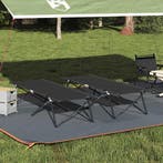 vidaXL Opvouwbaar Campingbed 2 pcs Zwart 206 x 76 x 74 cm, Caravans en Kamperen, Verzenden, Nieuw