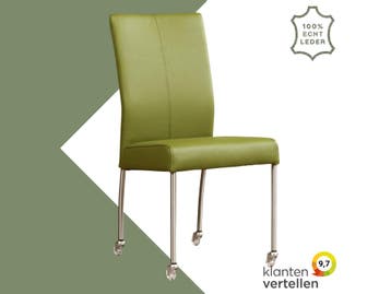 Leren eetkamerstoel Comfort met wieltjes, Huis en Inrichting, Stoelen, Nieuw, Leer, Ophalen of Verzenden, Eén