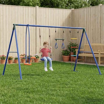 vidaXL Buiten Schommelset Meerkleurig Staal en PE, Kinderen en Baby's, Speelgoed | Buiten | Speeltoestellen, Verzenden, Nieuw