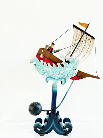 Figuur - Sculpture, vintage balance figure sailboat and, Antiek en Kunst
