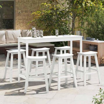 vidaXL Tuin Bar Set 6 st Wit HDPE, Verzenden