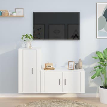 vidaXL 2-delige Tv-meubelset bewerkt hout wit, Verzenden, Nieuw