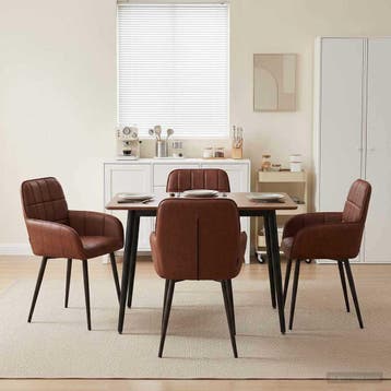 vidaXL Eetstoelen 4 pcs Kunstleer Glanzend Bruin 56,5 x 50 x, Verzenden, Nieuw