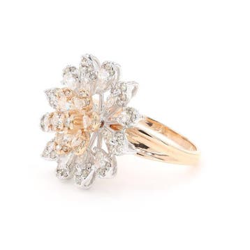 Statement ring - 14 karaat Roségoud, Witgoud - 1.24ct. tw.