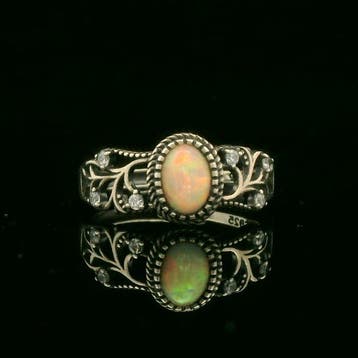 Opaal - Zilver, S925 Zilveren Opal Ring – Intuïtie &