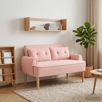 vidaXL Lovingseat met knoopge tuft Roze 117 x 67 x 77 cm, Maison & Meubles, Verzenden