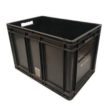 Stapelbak 600x400x420 mm pp zwart gebruikt, Ophalen of Verzenden