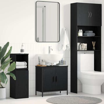 vidaXL Wastafel kabinet voor de badkamer Zwart Eiken 60 x 30, Verzenden, Nieuw