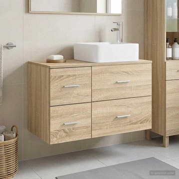 vidaXL Badkamermeubel Set 2 pcs Sonoma Eiken Bewerkt hout, Verzenden, Nieuw