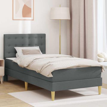 vidaXL Bedframe met matras met hoofdeinde Donkergrijs 90 x, Verzenden, Nieuw