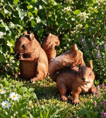 Gezellig duo - Beeld, Schattige eekhoornbeelden - 14 cm -