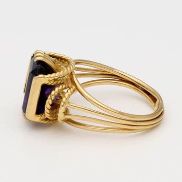 Bague - 18 carats Or jaune - 3.72ct. tw. Améthyste, Nieuw