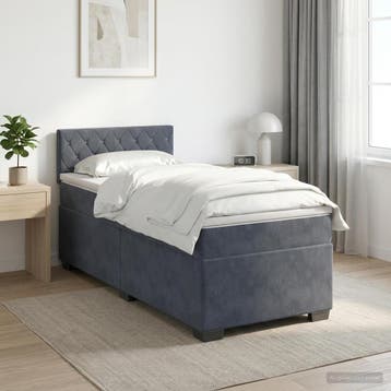 vidaXL Boxspringbed met matras Donkergrijs 90 x 190 cm, Verzenden
