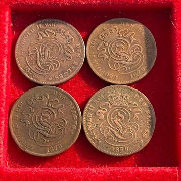 België. Leopold II. 1, 2 Centimes 1870/1909, Lot de 90
