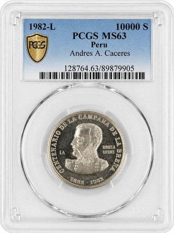 Peru. 10.000 Soles 1982 - PCGS MS63