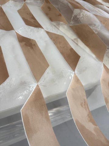 Tissu pour rideau SUPERBE dévoré italien Motif géométrique