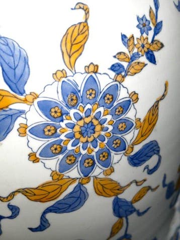 35cm - Bloempot - Porselein - Handgeschilderd emaille, Antiquités & Art