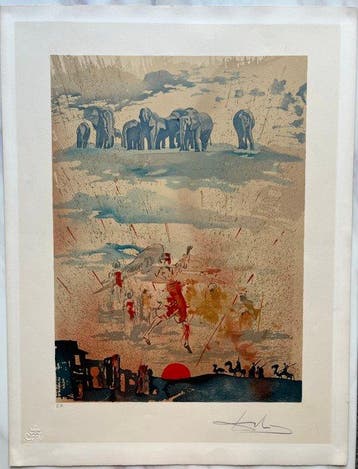 Salvador Dali (1904-1989) - Les Éléphants sur nuages