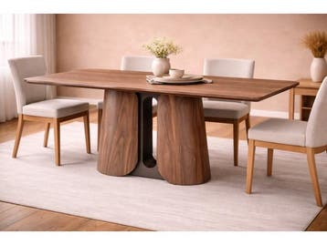 Veiling - Eettafel Walnoot 220x110x76 - Rechthoek ronde rand, Huis en Inrichting, Nieuw