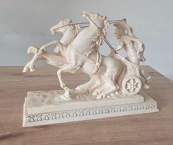 A. SANTINI - sculptuur, Char Romain (Biege de chevaux) -