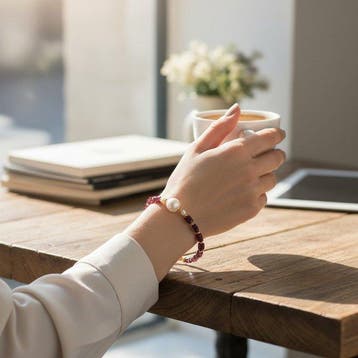 Zonder minimumprijs - Armband - 18 karaat Geel goud Parel -