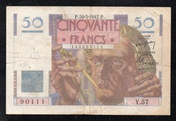 Frankreich Pick 127 50 Francs Le Verrier 20/03/1947, Verzenden, België