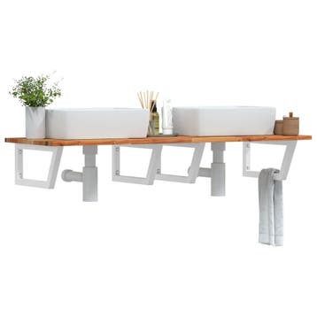vidaXL Badkamer wandschap staal en massief acaciahout, Verzenden, Nieuw