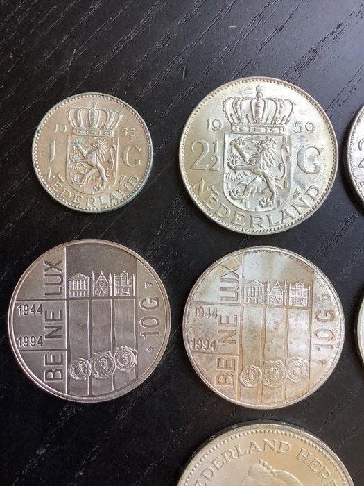Nederland. 1955/1996, 7 stuks incl. zilver (Zonder, Postzegels en Munten, Munten | Nederland