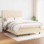 vidaXL Boxspring met matras stof crèmekleurig 140x200 cm, Verzenden, Nieuw