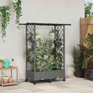 vidaXL Verhoogd Bed met Trellis en Dak Lichtgrijs 122,5 x 40, Verzenden