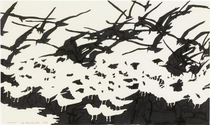 Liz Bachhuber (1953) - Möwen (Seagulls) — From the 1992, Antiquités & Art, Art | Peinture | Moderne