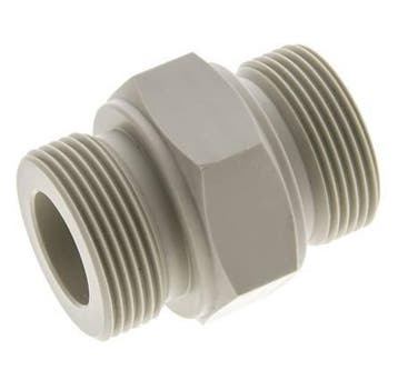 Dubbele Nippel G1 1/4 Polypropyleen (PP) 10bar FDA 50mm Hex, Verzenden, Nieuw