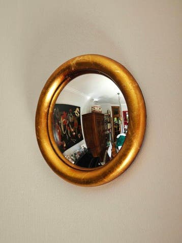 Wandspiegel- Heksenoog / Butler - Glas, Hars - Gouden bolle, Nieuw