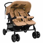 vidaXL Tweelingkinderwagen staal taupe, Verzenden, Nieuw