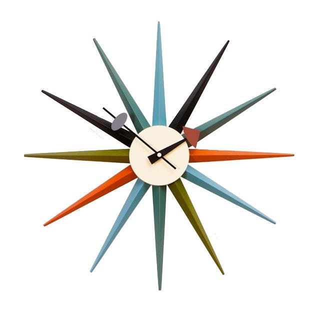 Wandklok Starburst clock veelkleurig, Huis en Inrichting, Woonaccessoires | Klokken, Nieuw, Verzenden